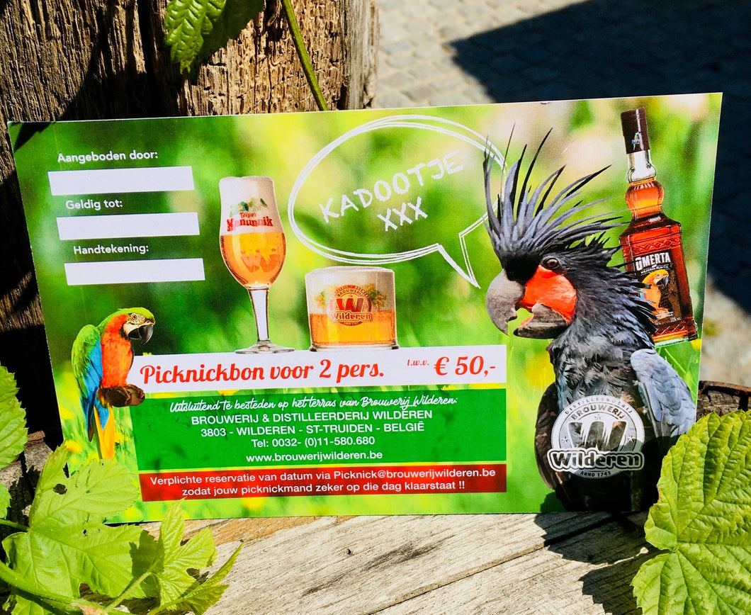Picknickmand “ Brewed to be Wild ” voor 2 personen € 50